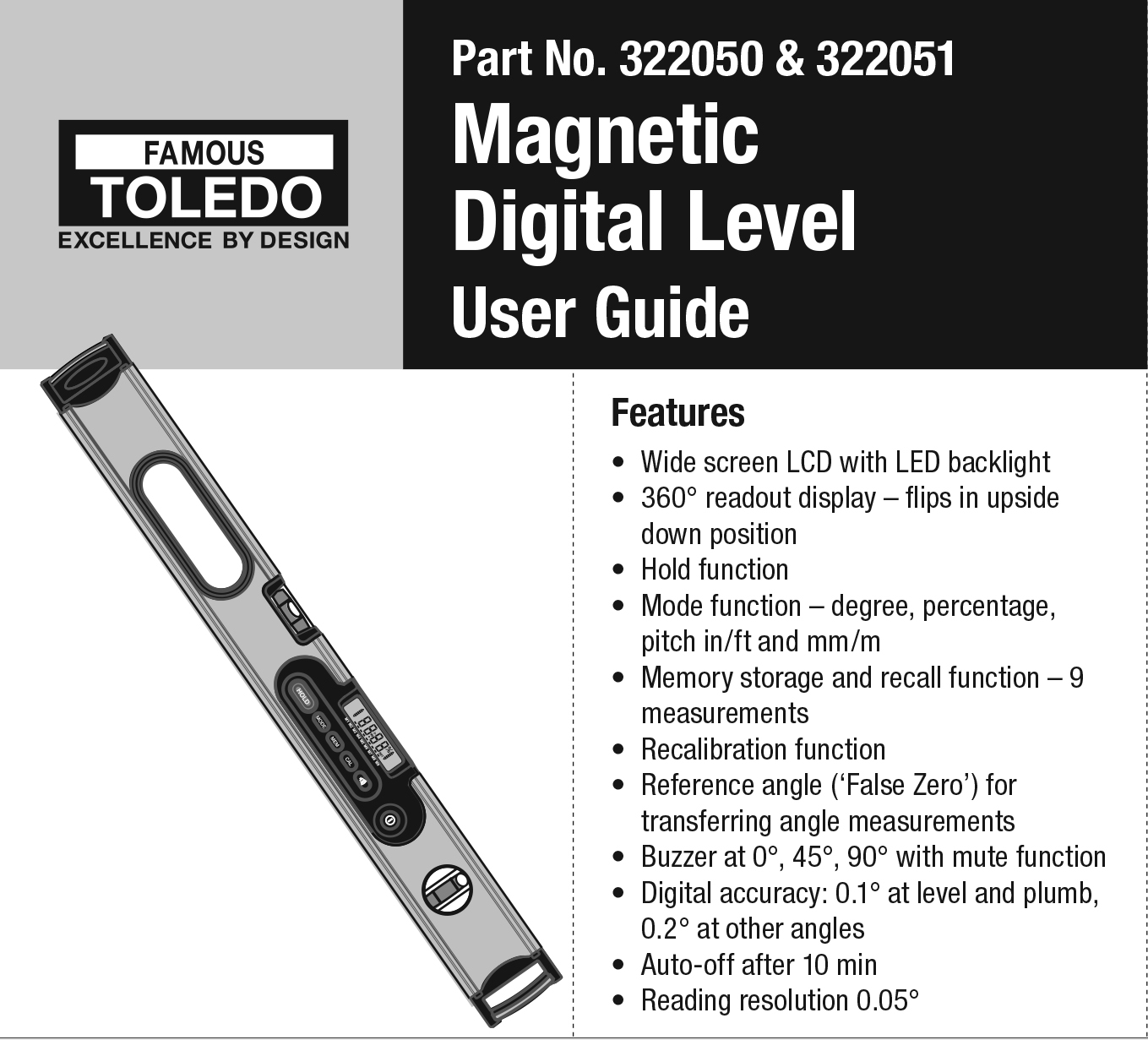322050 & 322051 Magnetic Digital Level - User Guide